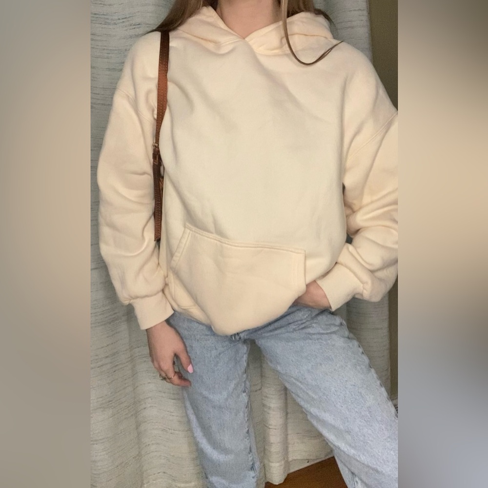 Brand New Vintage 90s Style Beige Cream Retro Y2K Pullover Sweatshirt Size Small